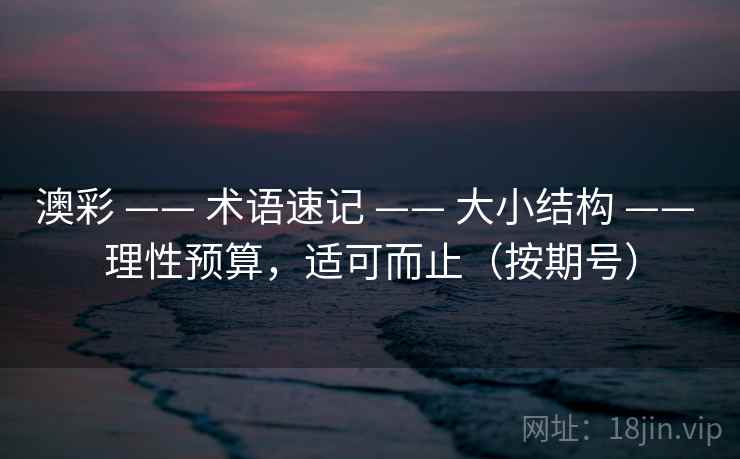 澳彩 —— 术语速记 大小结构 理性预算，适可而止（按期号）  第2张